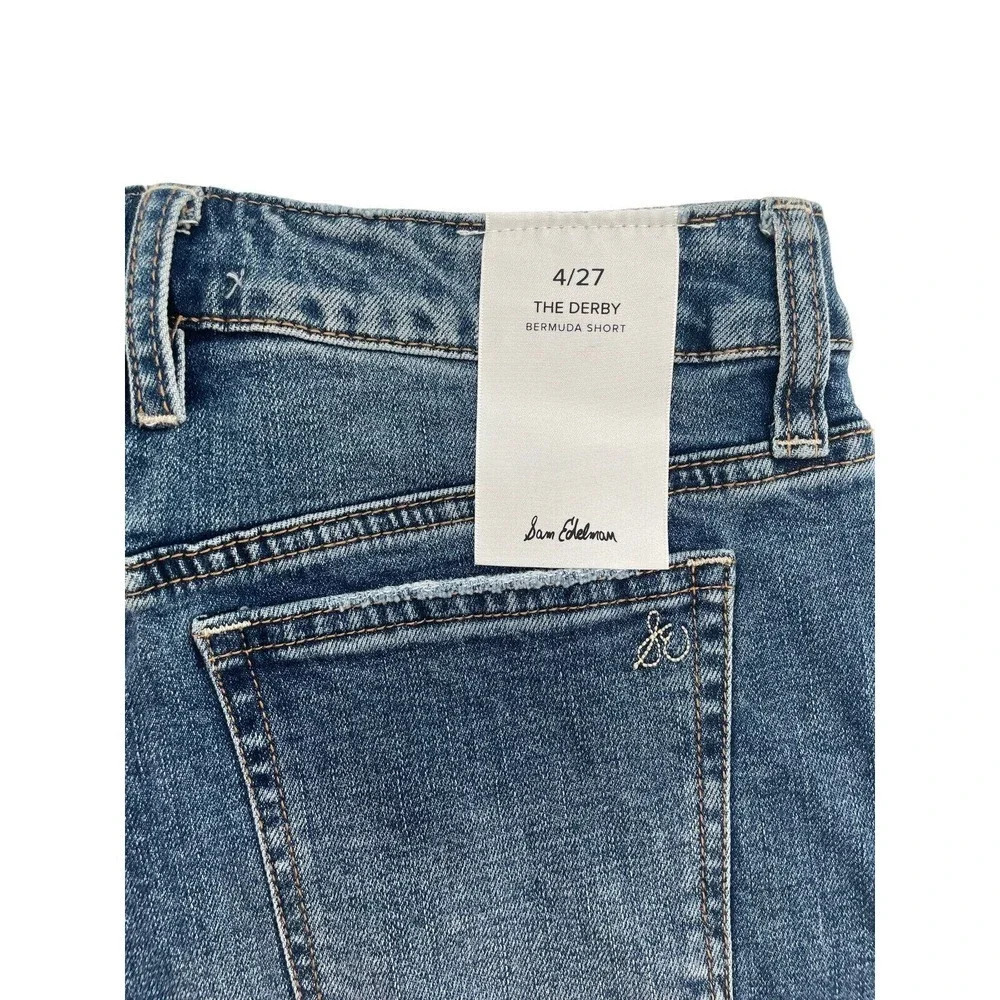 Sam Edelman Derby Bermuda Shorts Womens Blue Denim Marbella Size 4/27 NWT - Picture 7 of 10